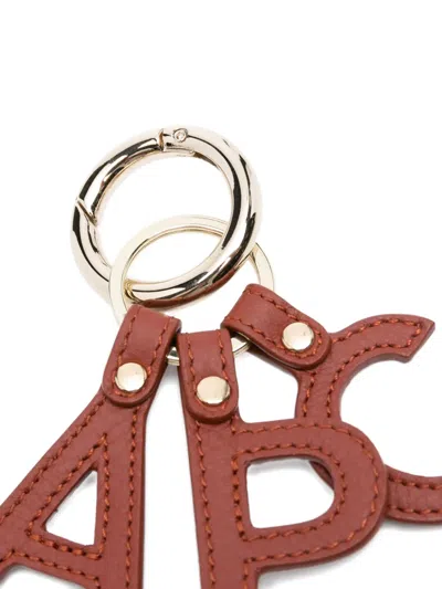 Apc Leather-charm Keyring In Brown