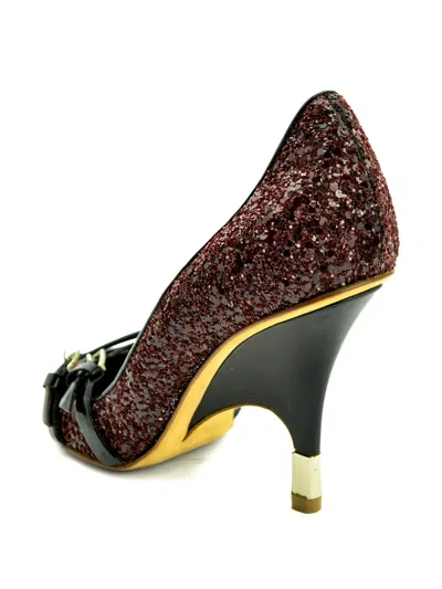 Pre-owned Giuseppe Zanotti Vintage 90mm Glitter Buckle Pumps In Brown