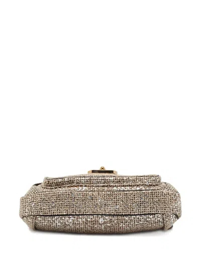 Pre-owned Chloé Elsie Tweed Clutch Bag In Gold