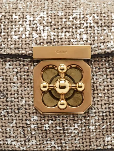 Pre-owned Chloé Elsie Tweed Clutch Bag In Gold