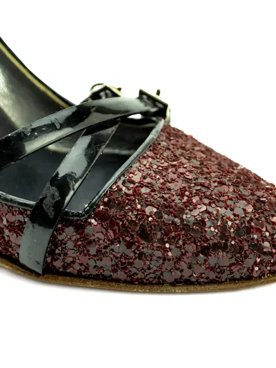 Pre-owned Giuseppe Zanotti Vintage 90mm Glitter Buckle Pumps In Brown