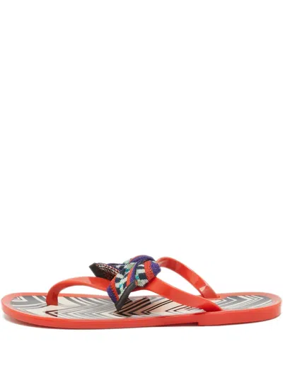 Pre-owned Missoni Zigzag Bow Sandals In Orange