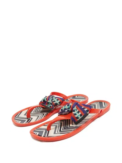 Pre-owned Missoni Zigzag Bow Sandals In Orange
