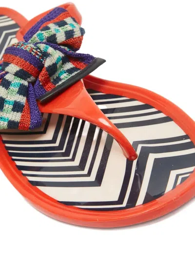 Pre-owned Missoni Zigzag Bow Sandals In Orange