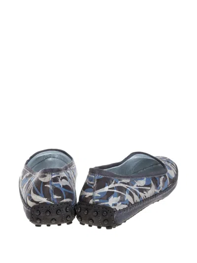 Pre-owned Tod's Vintage Gommino Floral-print Slip-on Sneakers