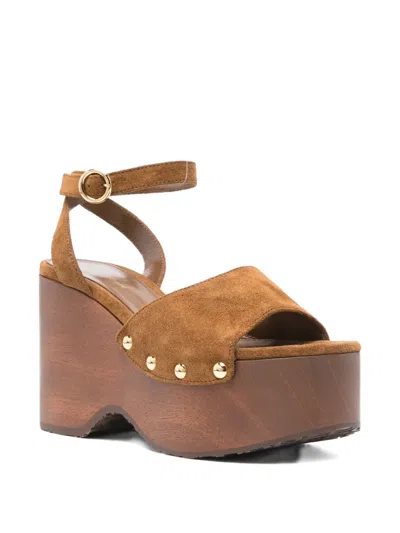 Gianvito Rossi 110 Suede Platform Wedge Sandals In Gold