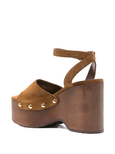 Gianvito Rossi 110 Suede Platform Wedge Sandals In Gold