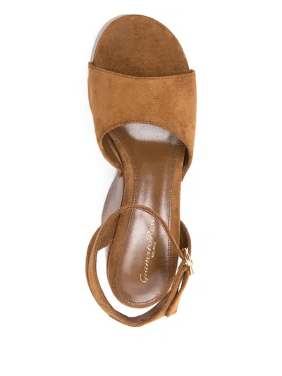 Gianvito Rossi 110 Suede Platform Wedge Sandals In Gold