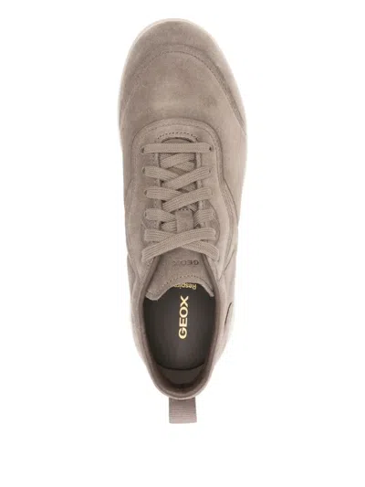 Geox Lace-up Leather Sneakers In Brown