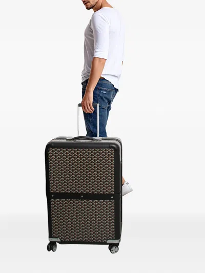 Pre-owned Goyard Satolas Gm Ine Rolling Suitcase In Black