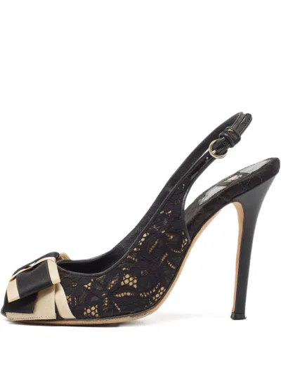Pre-owned D&g Vintage 120mm Lace Slingback Pumps In Black