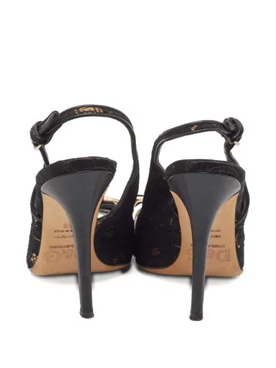 Pre-owned D&g Vintage 120mm Lace Slingback Pumps In Black