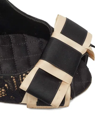 Pre-owned D&g Vintage 120mm Lace Slingback Pumps In Black