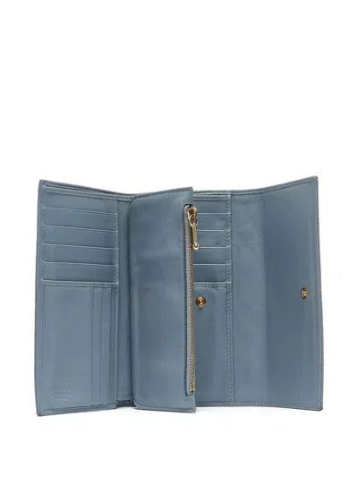 Pre-owned D&g Vintage Quilted Leather Wallet In Blue