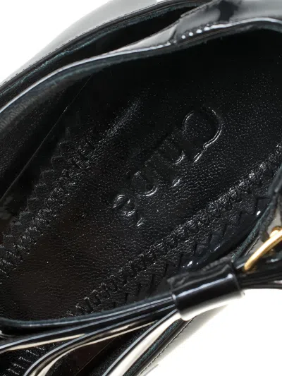 Pre-owned Chloé 120mm Bow-detail Patent-leather Pumps In Black