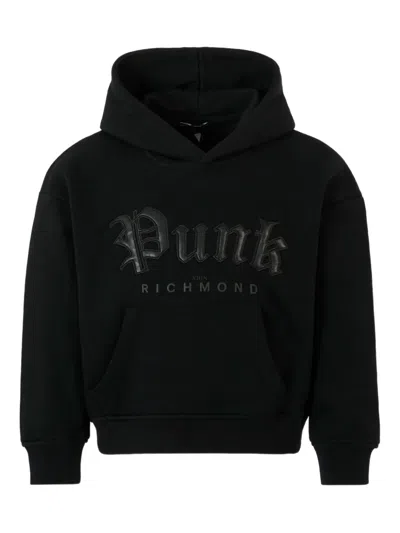 John Richmond Junior Punk-logo Hoodie In Black