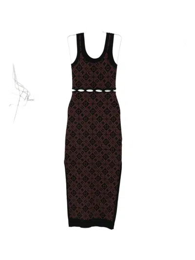 Nanushka Cut-out Patterned Midi Dress In Brown
