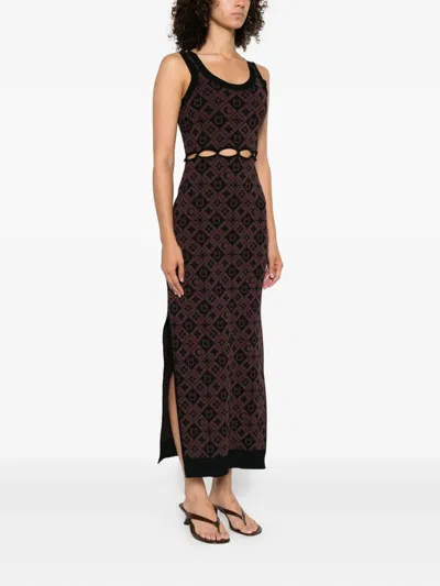 Nanushka Cut-out Patterned Midi Dress In Brown