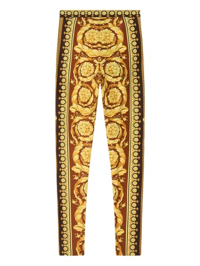 Versace Barocco Print Leggings In Multi