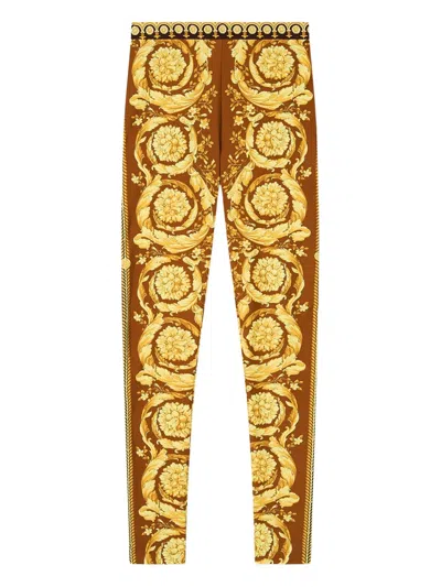Versace Barocco Print Leggings In Multi