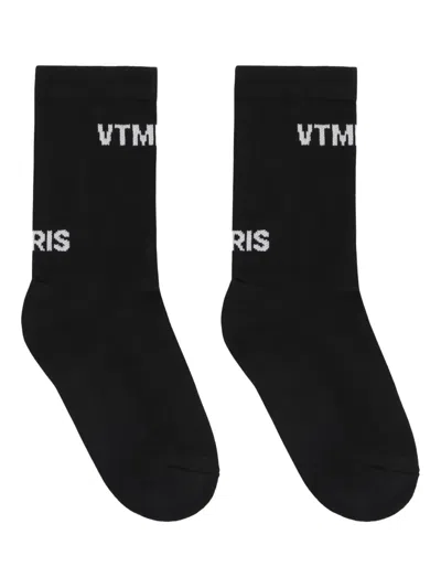 Vetements Logo-pattern Cotton-blend Socks In Black