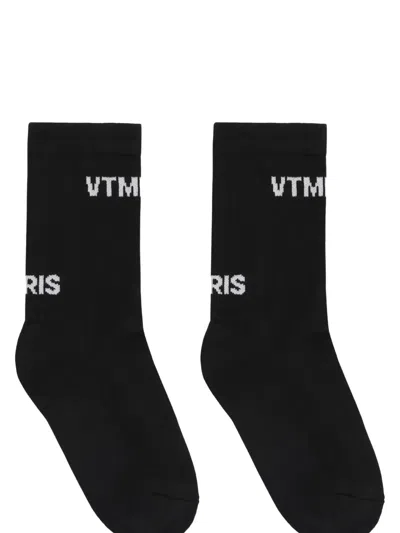 Vetements Logo-pattern Cotton-blend Socks In Black