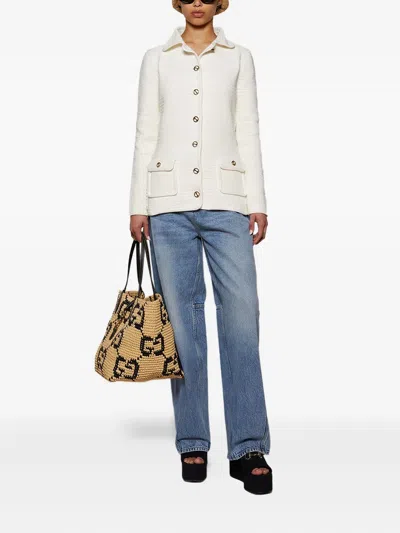 Gucci Crochet Button Cardigan In White