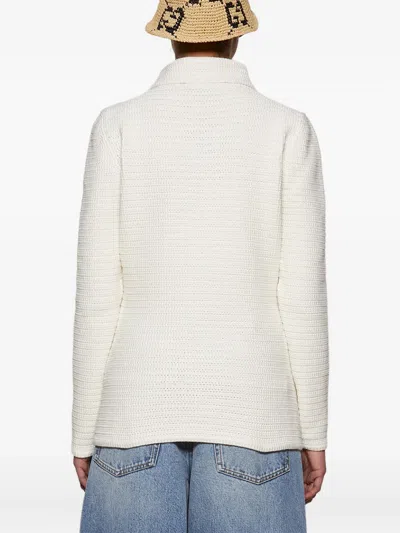 Gucci Crochet Button Cardigan In White