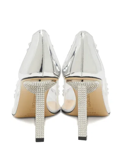 Pre-owned Mach&mach 100mm Diamond Dreams Crystal Pumps In White