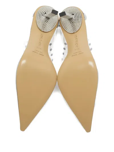 Pre-owned Mach&mach 100mm Diamond Dreams Crystal Pumps In White