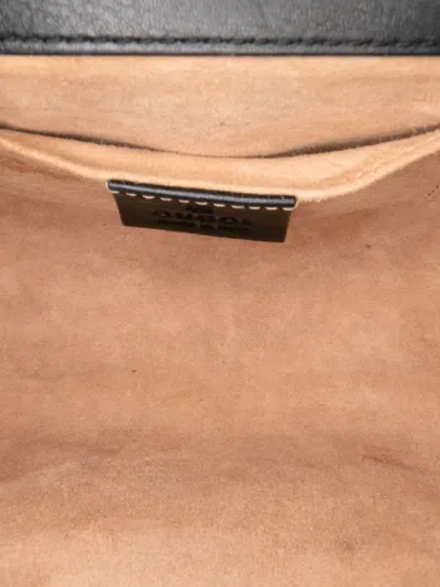 Pre-owned Gucci 2016-2025 Small Pearl Studded Leather Padlock Crossbody Bag In Black