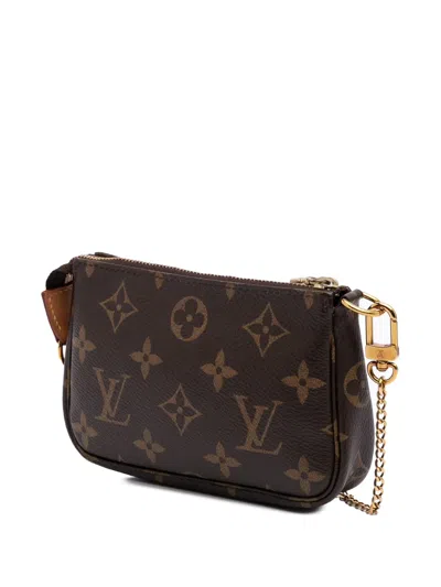 Pre-owned Louis Vuitton 2020 Monogram Mini Pochette Accessoires Handbag In Brown