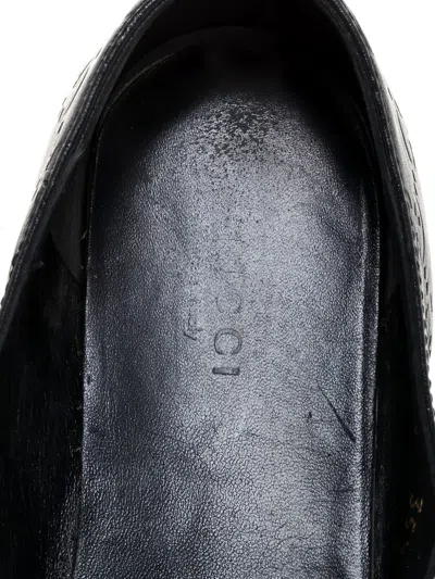 Pre-owned Gucci Web-stripe Leather Ballet Flats In Black
