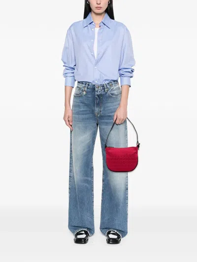 Pre-owned Fendi 2000-2010 Zucchino Canvas Shoulder Bag In Red