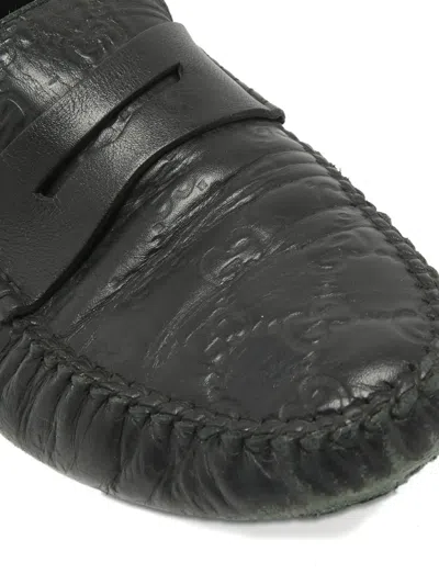 Pre-owned Gucci Leather Loafers In Black
