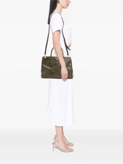 Pre-owned Prada 2013-2025 Medium Saffiano Lux Galleria Double Zip Satchel