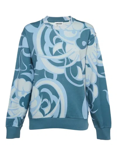 Pre-owned Kenzo Abstract-floral Sweatshirt In Blue