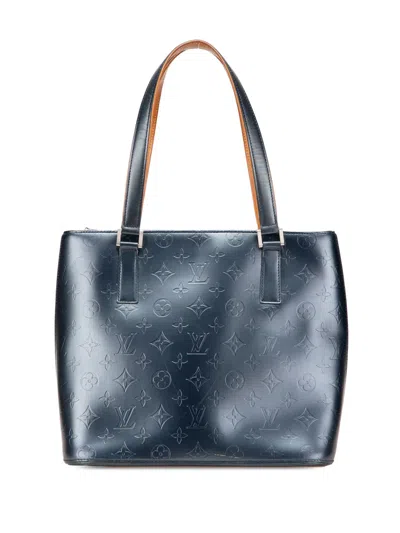 Pre-owned Louis Vuitton 2002 Monogram Mat Stockton Tote Bag In Blue