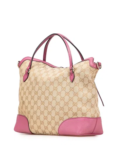Pre-owned Gucci 2016-2025 Medium Gg Canvas Bree Satchel