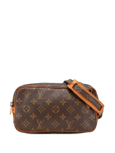 Pre-owned Louis Vuitton 1991 Monogram Pochette Marly Bandouliere Crossbody Bag In Brown