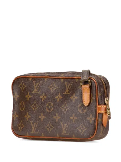 Pre-owned Louis Vuitton 1991 Monogram Pochette Marly Bandouliere Crossbody Bag In Brown