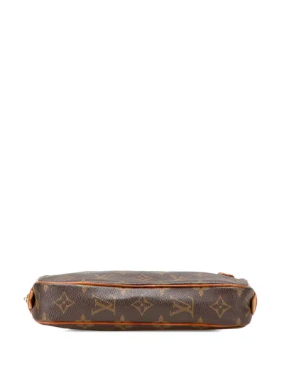 Pre-owned Louis Vuitton 1991 Monogram Pochette Marly Bandouliere Crossbody Bag In Brown