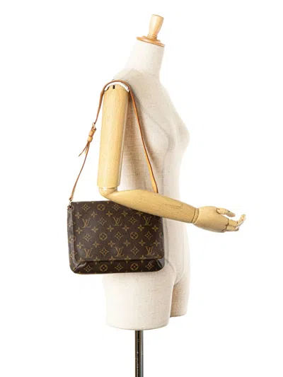 Pre-owned Louis Vuitton 2001 Monogram Musette Tango Long Strap Crossbody Bag In Brown