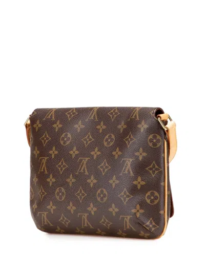 Pre-owned Louis Vuitton 2001 Monogram Musette Tango Long Strap Crossbody Bag In Brown