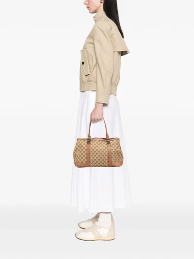 Pre-owned Gucci 2000-2015 Gg Canvas Miss Gg Tote Bag In Brown