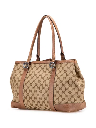 Pre-owned Gucci 2000-2015 Gg Canvas Miss Gg Tote Bag In Brown