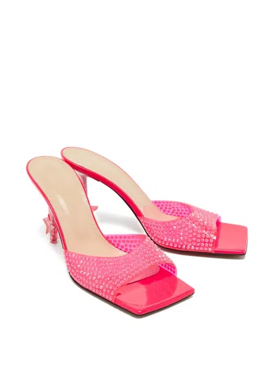 Pre-owned Mach&mach 100mm Crystal-embellished Heeled Sandals In Pink