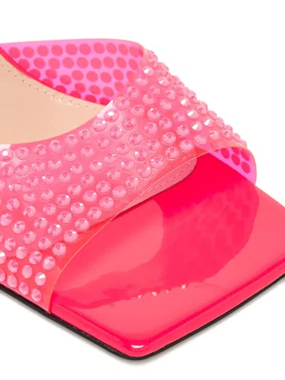 Pre-owned Mach&mach 100mm Crystal-embellished Heeled Sandals In Pink