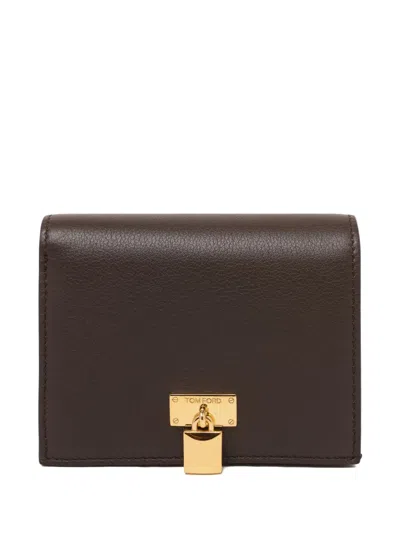 Tom Ford Padlock Leather Wallet In Brown