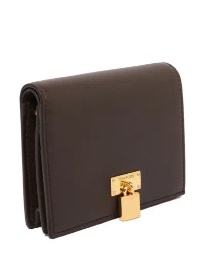 Tom Ford Padlock Leather Wallet In Brown